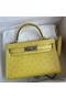 Hermes Kelly Mini II Sellier Handmade Bag In Lime Ostrich Leather Replica