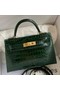 Hermes Kelly Mini II Sellier Handmade Bag In Malachite Shiny Alligator Leather Replica