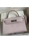 Hermes Kelly Mini II Sellier Handmade Bag In Mauve Pale Chevre Mysore Leather Replica