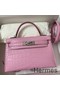 Hermes Kelly Mini II Sellier Handmade Bag In Mauve Sylvestre Matte Alligator Leather Replica