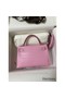 Hermes Kelly Mini II Sellier Handmade Bag In Mauve Sylvestre Matte Alligator Leather Replica