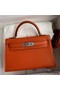 Hermes Kelly Mini II Sellier Handmade Bag In Orange Chevre Mysore Leather Replica