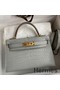 Hermes Kelly Mini II Sellier Handmade Bag In Pearl Grey Matte Alligator Leather Replica