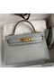 Hermes Kelly Mini II Sellier Handmade Bag In Pearl Grey Matte Alligator Leather Replica