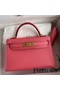 Hermes Kelly Mini II Sellier Handmade Bag In Rose Lipstick Chevre Mysore Leather Replica