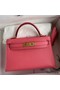 Hermes Kelly Mini II Sellier Handmade Bag In Rose Lipstick Chevre Mysore Leather Replica
