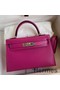 Hermes Kelly Mini II Sellier Handmade Bag In Rose Purple Chevre Mysore Leather Replica