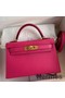 Hermes Kelly Mini II Sellier Handmade Bag In Rose Red Epsom Calfskin Replica