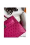 Hermes Kelly Mini II Sellier Handmade Bag In Rose Red Ostrich Leather Replica