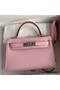 Hermes Kelly Mini II Sellier Handmade Bag In Rose Sakura Chevre Mysore Leather Replica