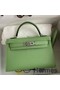 Hermes Kelly Mini II Sellier Handmade Bag In Vert Criquet Chevre Mysore Leather Replica