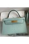Hermes Kelly Mini II Sellier Handmade Bag In Vert D'eau Matte Alligator Leather Replica