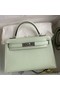 Hermes Kelly Mini II Sellier Handmade Bag In Vert Fizz Chevre Mysore Leather Replica