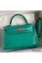 Hermes Kelly Mini II Sellier Handmade Bag In Vert Jude Shiny Alligator Leather Replica