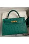Hermes Kelly Mini II Sellier Handmade Bag In Vert Vertigo Ostrich Leather Replica