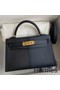 Hermes Kelly Mini II Sellier Tri-color Bag In Black/Blue Indigo/Red Calfskin Replica