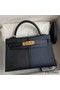 Hermes Kelly Mini II Sellier Tri-color Bag In Black/Blue Indigo/Red Calfskin Replica