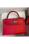 Hermes Kelly Mini II Sellier Tri-color Bag In Red/Rose Extreme/Blue Epsom Calfskin Replica