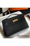 Hermes Kelly Pochette Bag In Black Epsom Leather Replica