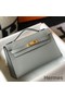 Hermes Kelly Pochette Bag In Blue Glacier Epsom Leather Replica