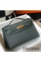 Hermes Kelly Pochette Bag In Vert Amande Epsom Leather Replica