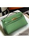 Hermes Kelly Pochette Bag In Vert Criquet Epsom Leather Replica