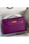 Hermes Kelly Pochette Handmade Bag In Anemone Swift Calfskin Replica
