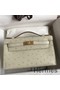 Hermes Kelly Pochette Handmade Bag In Beton Ostrich Leather Replica
