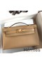 Hermes Kelly Pochette Handmade Bag In Biscuit Swift Calfskin Replica