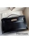 Hermes Kelly Pochette Handmade Bag In Black Box Calfskin Replica
