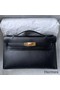 Hermes Kelly Pochette Handmade Bag In Black Chevre Mysore Leather Replica