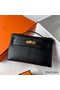Hermes Kelly Pochette Handmade Bag In Black Chevre Mysore Leather Replica