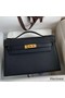 Hermes Kelly Pochette Handmade Bag In Black Epsom Calfskin Replica