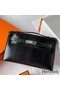 Hermes Kelly Pochette Handmade Bag In Black Lizard Skin Replica