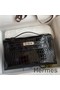 Hermes Kelly Pochette Handmade Bag In Black Shiny Alligator Leather Replica