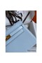 Hermes Kelly Pochette Handmade Bag In Blue Brume Epsom Calfskin Replica