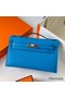 Hermes Kelly Pochette Handmade Bag In Blue Frida Swift Calfskin Replica