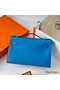 Hermes Kelly Pochette Handmade Bag In Blue Frida Swift Calfskin Replica