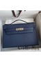 Hermes Kelly Pochette Handmade Bag In Blue Saphir Epsom Calfskin Replica