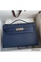 Hermes Kelly Pochette Handmade Bag In Blue Saphir Epsom Calfskin Replica