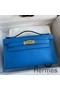 Hermes Kelly Pochette Handmade Bag In Blue Zanzibar Swift Calfskin Replica