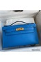 Hermes Kelly Pochette Handmade Bag In Blue Zanzibar Swift Calfskin Replica