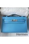 Hermes Kelly Pochette Handmade Bag In Blue du Nord Epsom Calfskin Replica