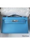 Hermes Kelly Pochette Handmade Bag In Blue du Nord Epsom Calfskin Replica