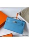 Hermes Kelly Pochette Handmade Bag In Blue du Nord Epsom Calfskin Replica