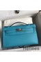 Hermes Kelly Pochette Handmade Bag In Blue du Nord Swift Calfskin Replica