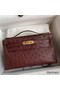 Hermes Kelly Pochette Handmade Bag In Bordeaux Ostrich Leather Replica