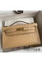 Hermes Kelly Pochette Handmade Bag In Chai Ostrich Leather Replica