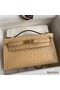 Hermes Kelly Pochette Handmade Bag In Chai Ostrich Leather Replica