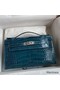 Hermes Kelly Pochette Handmade Bag In Colvert Shiny Alligator Leather Replica